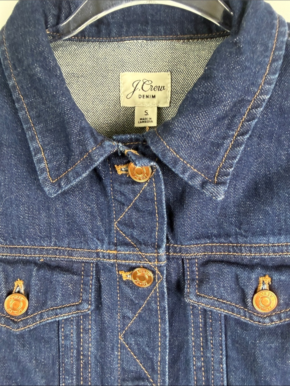 J.Crew Indigo Wash Denim Jacket Copper Button Classic Trucker Jacket S - Picture 3 of 5